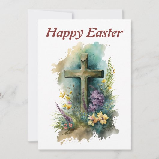 Carte de voeux Pâques aquarelle (Devant)