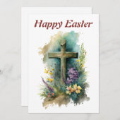 Carte de voeux Pâques aquarelle (Devant / Derrière)