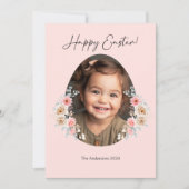 Carte de voeux Pâques avec cadre d'oeuf floral (Devant)