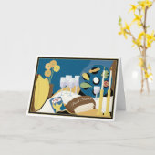 Carte de voeux Pâques "Dîner Sèder Pâques" (Fleur jaune)