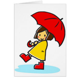 Carte de voeux parapluie fille