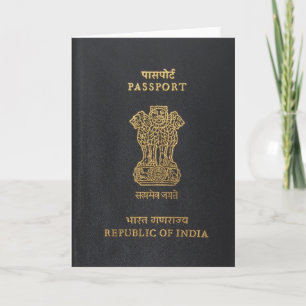 Carte de voeux, passeport, république de l'Inde