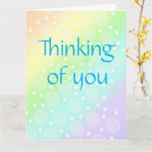 Carte de vœux pastel arc-en-ciel "Thinking of You" (Fleur jaune)