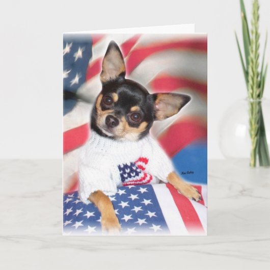 Carte de voeux Patriotic Chihuahua (Devant)