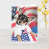 Carte de voeux Patriotic Chihuahua (Fleur jaune)