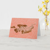 Carte de voeux pays "Feuille flottante #1 rouge" (Fleur jaune)