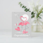 Carte de voeux paysage Flamingo Love Félicitations (Debout devant)