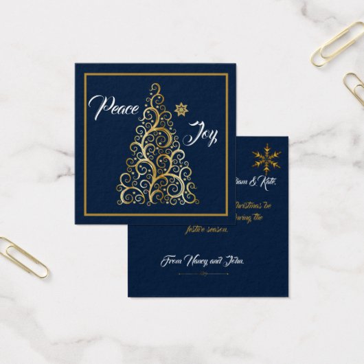 Carte de voeux Peace and Joy Navy et Gold Flat (Bureau)