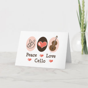 Carte de voeux Peace Love Cello