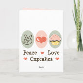 Carte de voeux Peace Love Cupcakes (Dos)