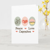 Carte de voeux Peace Love Cupcakes (Fleur jaune)