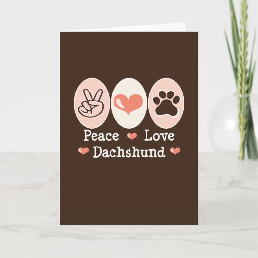 Carte de voeux Peace Love Dachshund (Devant)