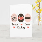 Carte de voeux Peace Love Hockey (Fleur jaune)