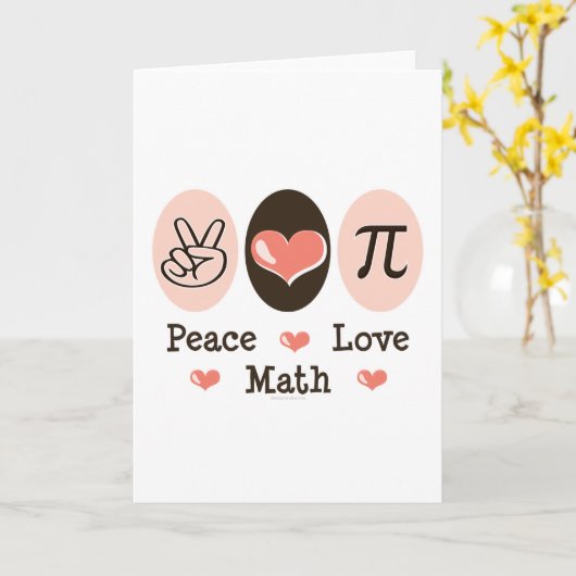 Carte de voeux Peace Love Math (Fleur jaune)