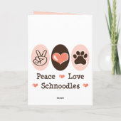 Carte de voeux Peace Love Schnoodles (Dos)