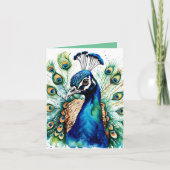 Carte de voeux Peacock couleur Aquarelle (Devant)