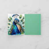 Carte de voeux Peacock couleur Aquarelle (Intérieur)