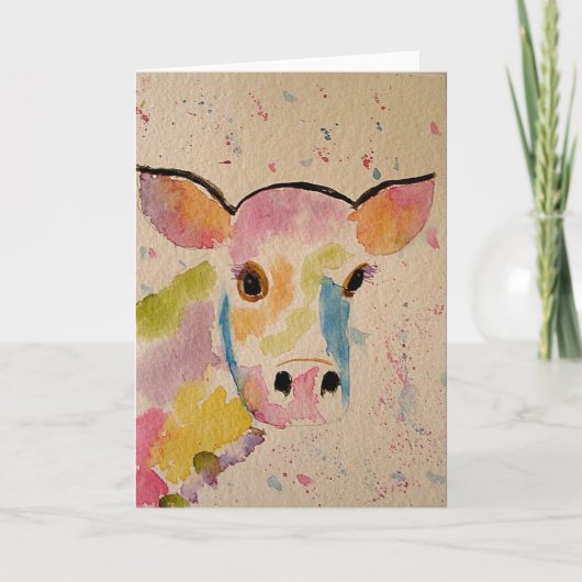 Carte de voeux peinte de blanc de vache (Devant)