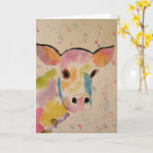 Carte de voeux peinte de blanc de vache (Fleur jaune)