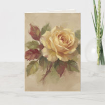 Carte de vœux "Peinture à l'huile de rose unique"