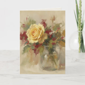 Carte de vœux "Peinture à l'huile de rose unique"