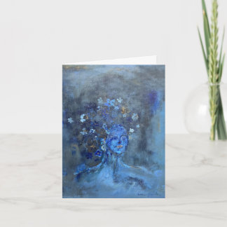Carte de vœux peinture de femme bleue
