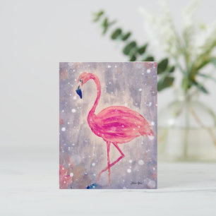Carte de voeux Peinture Flamant rose Personnalisez