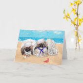 Carte de voeux Pekingese (Fleur jaune)