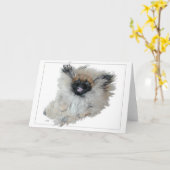 Carte de voeux Pekingese (Fleur jaune)