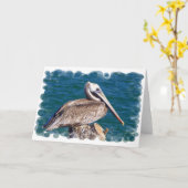 Carte de voeux Pélican de repos (Fleur jaune)