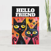 CARTE DE VŒUX PENSÉE À VOUS JOLI CHAT (Devant)