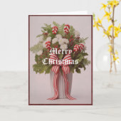 Carte de voeux Pepperment Verdure Bow Noël (Fleur jaune)