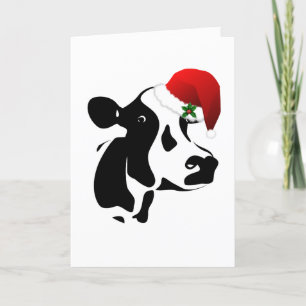 Carte de voeux Père Noël Cow Christmas Card