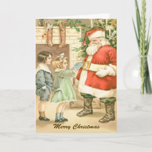 Carte de voeux Père Noël Giving