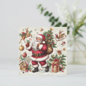 Carte de voeux père Noël Joyeux Noël (Debout devant)