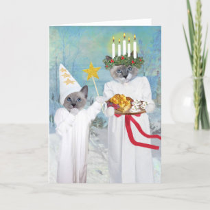 Carte de voeux Père Noël Lucia Kittens