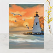 CARTE DE VŒUX PÈRE NOËL PHare CÔTE (Fleur jaune)