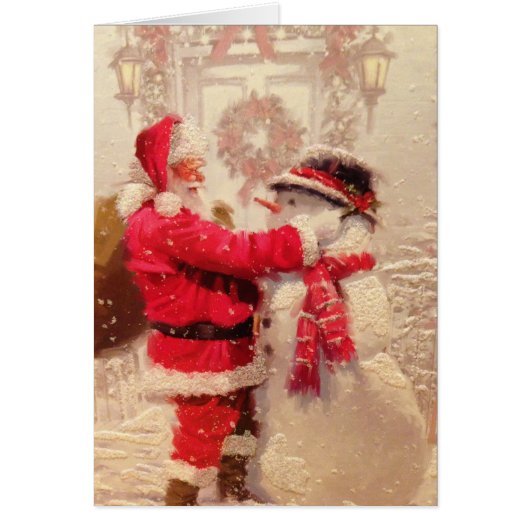 Carte de voeux père Noël & Snowman (Devant)