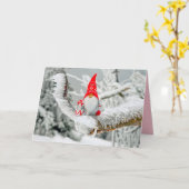 Carte de voeux père Noël Tree gnome (Fleur jaune)