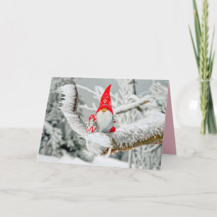 Carte de voeux père Noël Tree gnome