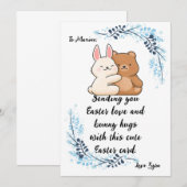 Carte de voeux personnalisable Bunny de Pâques (Devant / Derrière)