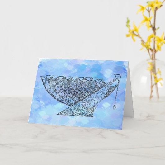 Carte de voeux personnalisable Ornate Chanukah Men (Fleur jaune)