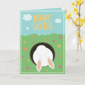 Carte de vœux personnalisable 'Pâques lapin' (Fleur jaune)