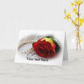 carte de vœux personnalisable perles & rose (Fleur jaune)