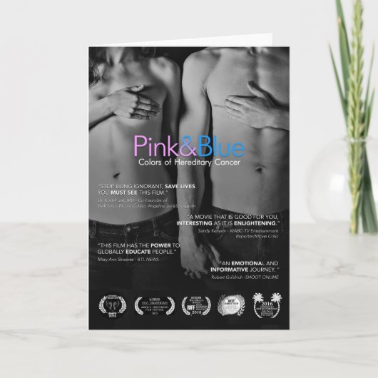 Carte de vœux personnalisable rose et bleue pour l (Devant)