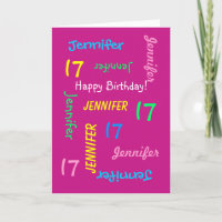 Carte de voeux personnalisée 17e anniversaire, ros