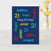 Carte de voeux personnalisée 21e anniversaire, ble (Fleur jaune)