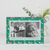 Carte de vœux personnalisée 2 photos Joyeuses Fête (Debout devant)