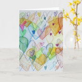 Carte de vœux personnalisée avec peinture de cœurs (Fleur jaune)