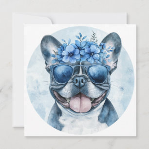 Carte de vœux personnalisée Bouledogue Français Bl